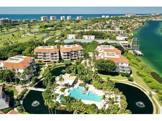 Aerial view of Tangerine Bay showing Lagoon - Condo for sale at 370 A Gulf Of Mexico Dr #421, Longboat Key, FL 34228 - MLS Number is A4513966